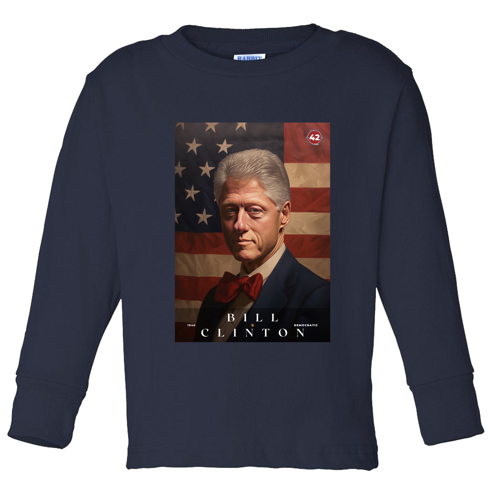 William Bill Clinton 42nd President Of The United States Portrait Toddler Long Sleeve Shirt