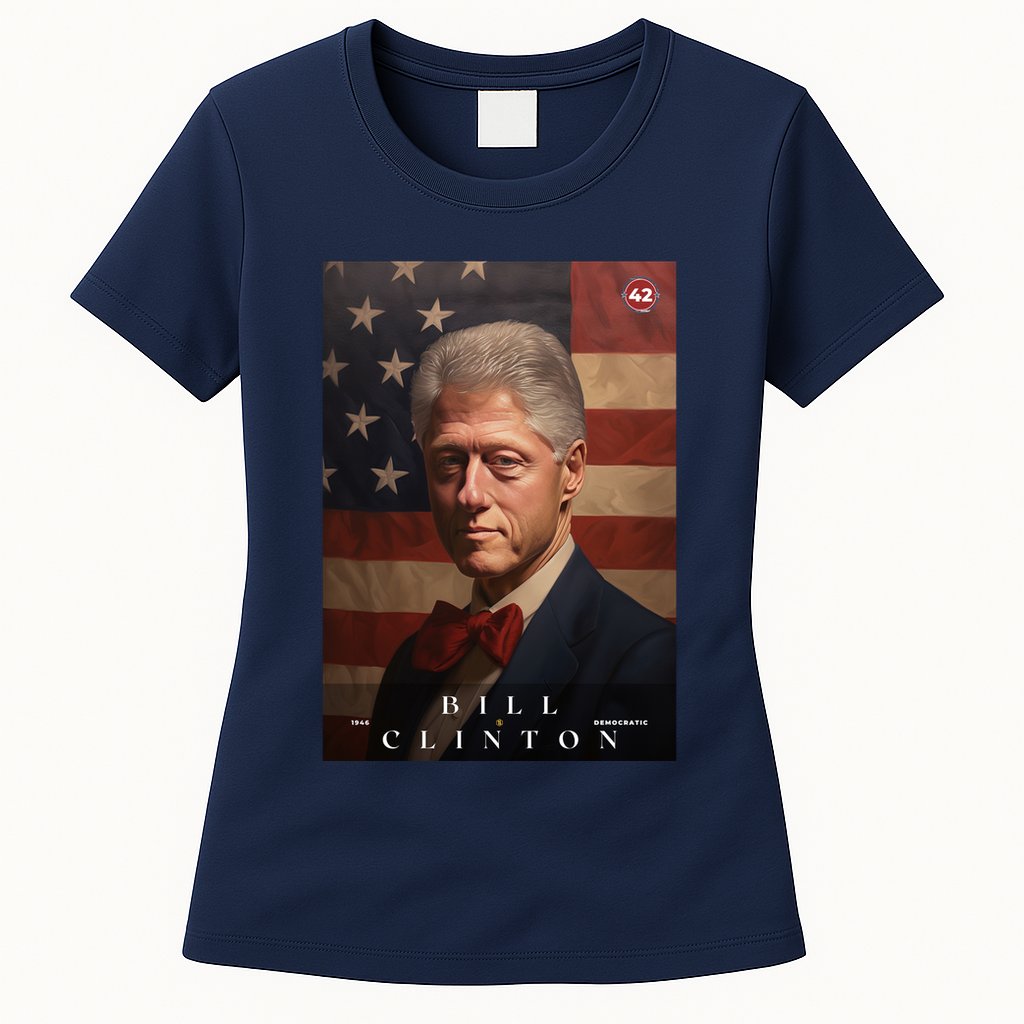 William Bill Clinton 42nd President Of The United States Portrait Womens T-Shirt