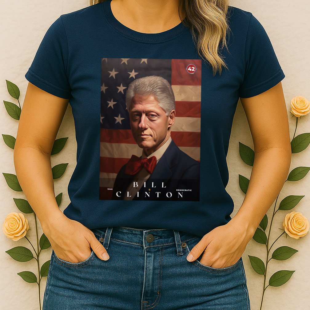 William Bill Clinton 42nd President Of The United States Portrait Womens T-Shirt