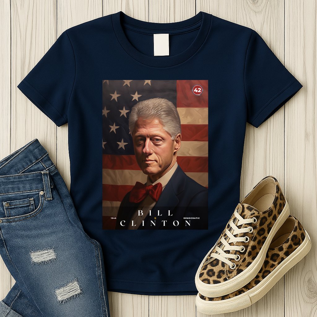 William Bill Clinton 42nd President Of The United States Portrait Womens T-Shirt