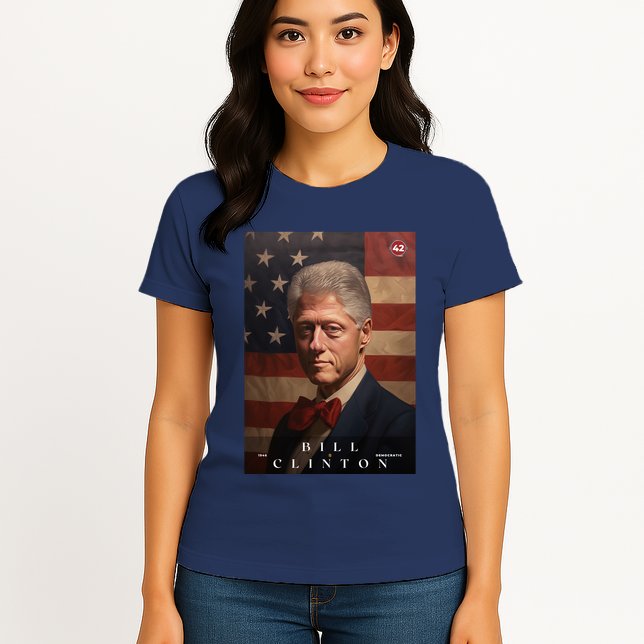 William Bill Clinton 42nd President Of The United States Portrait Womens T-Shirt