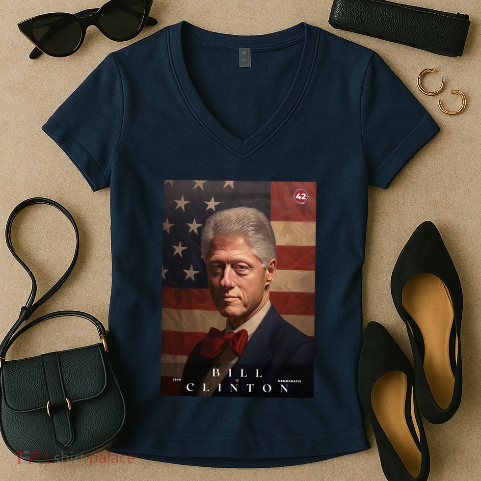 William Bill Clinton 42nd President Of The United States Portrait Women's V-Neck T-Shirt