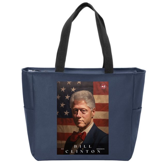 William Bill Clinton 42nd President Of The United States Portrait Zip Tote Bag