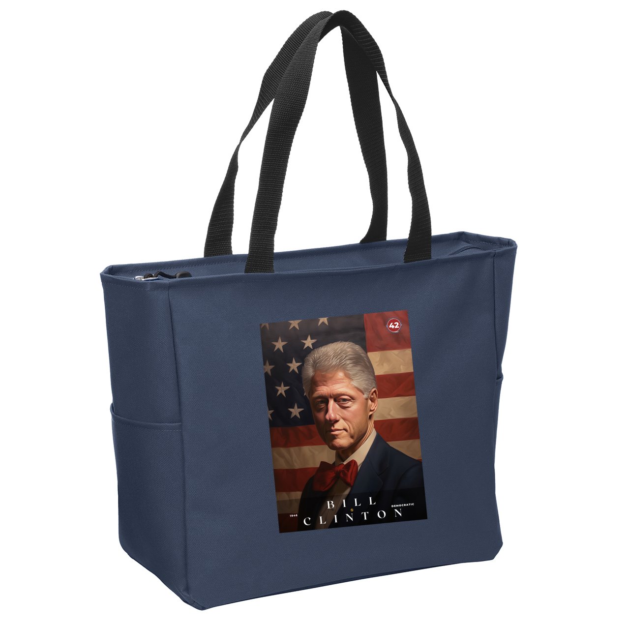 William Bill Clinton 42nd President Of The United States Portrait Zip Tote Bag
