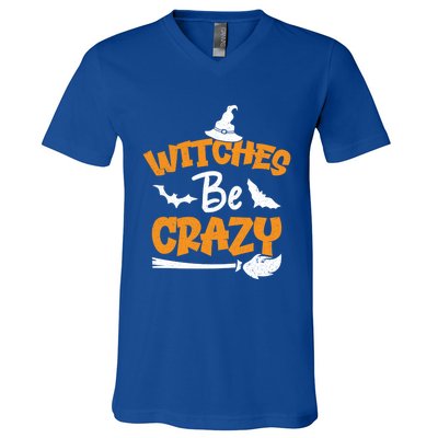 Witches Be Crazy Spooky Witch Lover Funny Halloween Costume Gift V-Neck T-Shirt