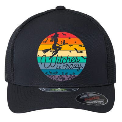 Witches Be Crazy Vintage Witches Design Halloween Gift Flexfit Unipanel Trucker Cap