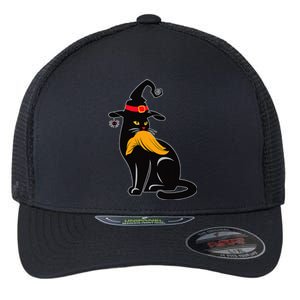 Witch Black Cat Kamala Harris Halloween Trump Hair Sarcastic Flexfit Unipanel Trucker Cap