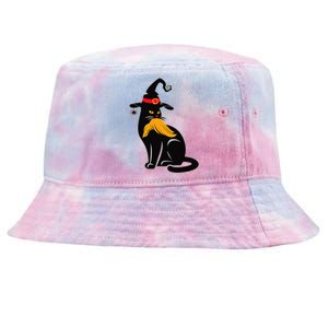 Witch Black Cat Kamala Harris Halloween Trump Hair Sarcastic Tie-Dyed Bucket Hat