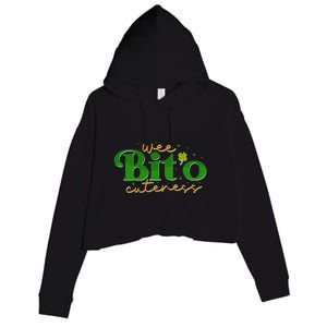 Wee Bito Cuteness Retro Funny St. Patrick's Day Crop Fleece Hoodie