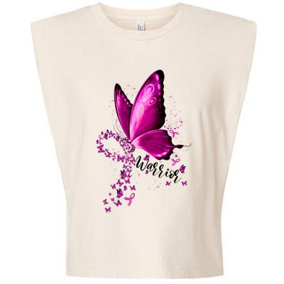 Warrior Breast Cancer Awareness Pink Ribbons Butterfly Garment-Dyed Women's Muscle Tee