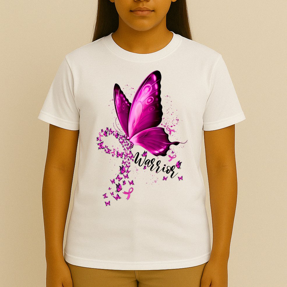 Warrior Breast Cancer Awareness Pink Ribbons Butterfly T-Shirt
