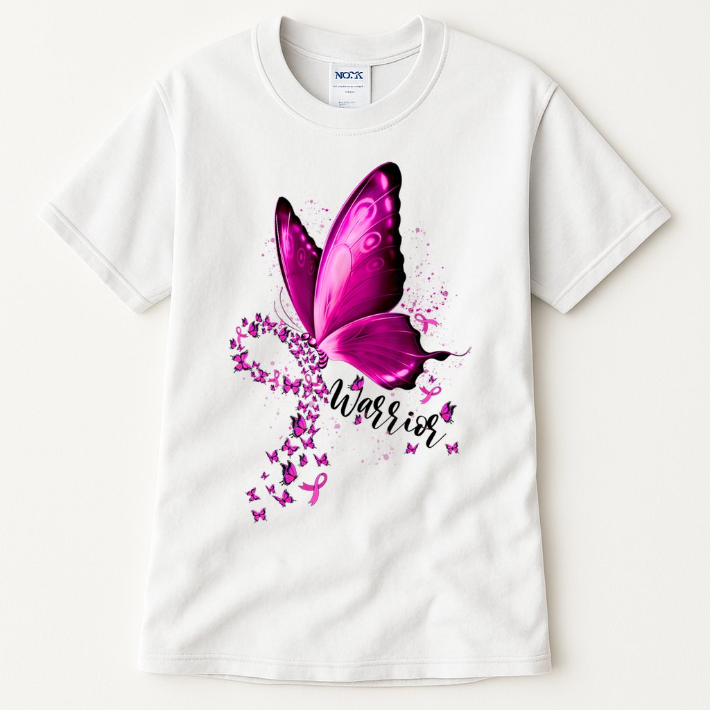 Warrior Breast Cancer Awareness Pink Ribbons Butterfly Tall T-Shirt