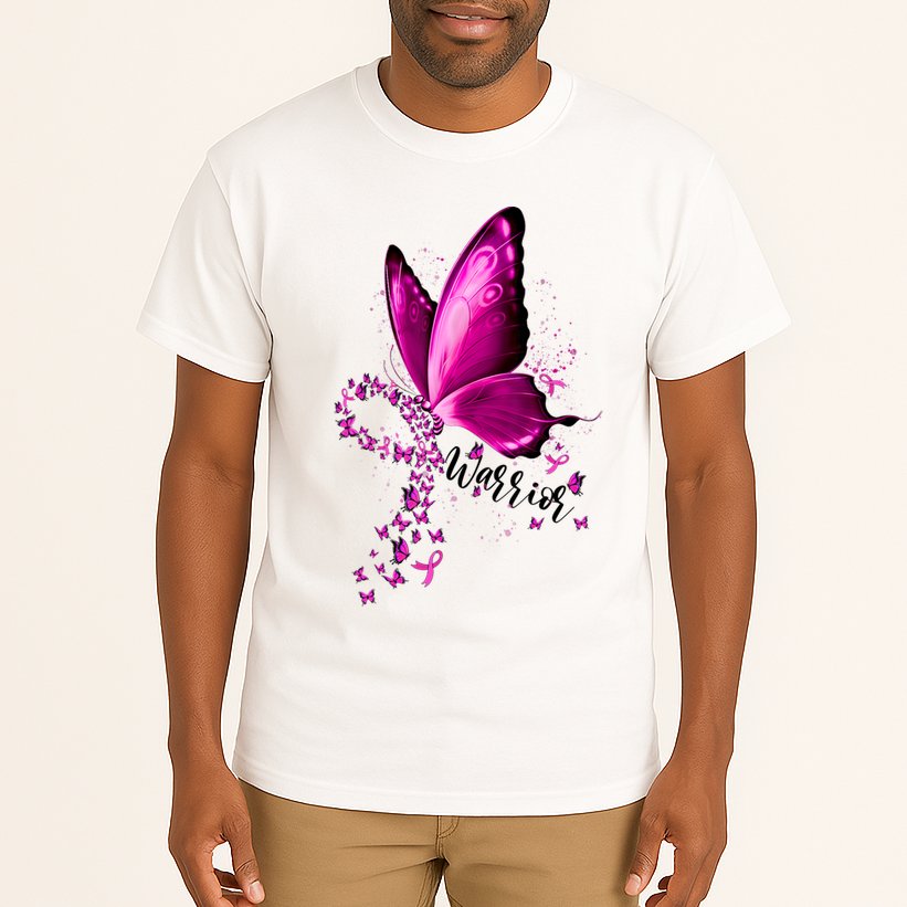 Warrior Breast Cancer Awareness Pink Ribbons Butterfly Tall T-Shirt