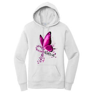 Warrior Breast Cancer Awareness Pink Ribbons Butterfly Women's Pullover Hoodie