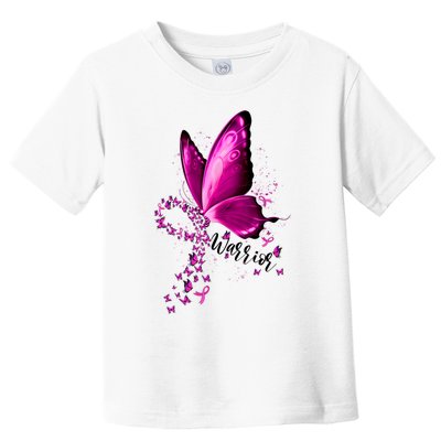 Warrior Breast Cancer Awareness Pink Ribbons Butterfly Toddler T-Shirt