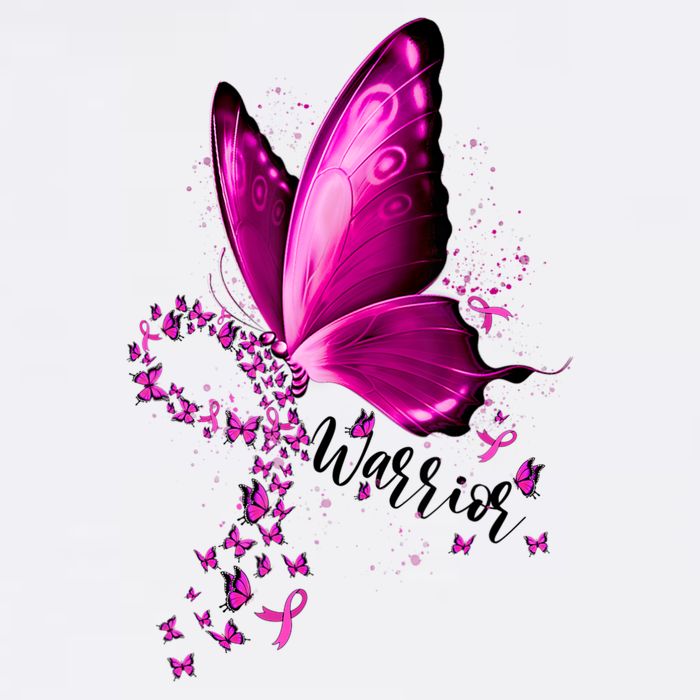Warrior Breast Cancer Awareness Pink Ribbons Butterfly Women's V-Neck T-Shirt