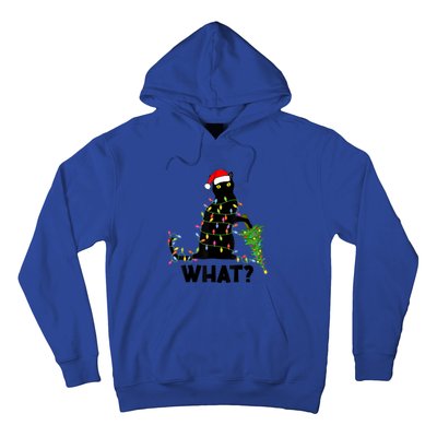 What? Black Cat Pushing Christmas Tree Over Cat Christmas Gift Hoodie