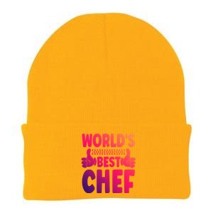 Worlds Best Chef Job Title Funny Profession Chef Gift Knit Cap Winter Beanie