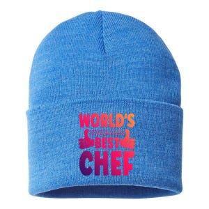 Worlds Best Chef Job Title Funny Profession Chef Gift Sustainable Knit Beanie