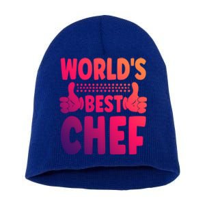 Worlds Best Chef Job Title Funny Profession Chef Gift Short Acrylic Beanie