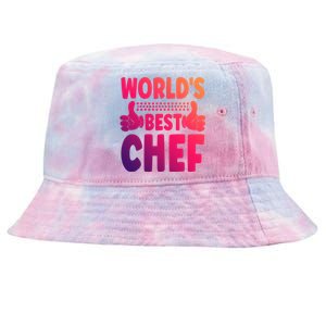 Worlds Best Chef Job Title Funny Profession Chef Gift Tie-Dyed Bucket Hat