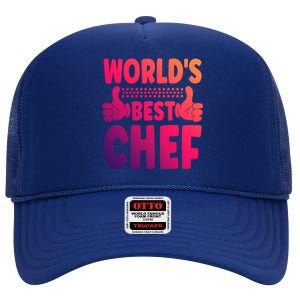 Worlds Best Chef Job Title Funny Profession Chef Gift High Crown Mesh Back Trucker Hat