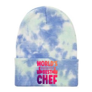 Worlds Best Chef Job Title Funny Profession Chef Gift Tie Dye 12in Knit Beanie