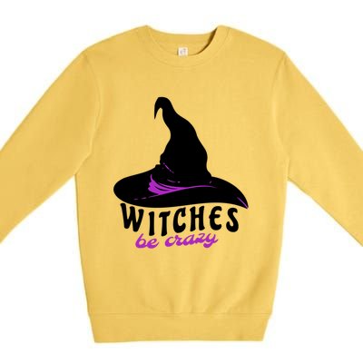 Witches Be Crazy Funny Halloween I Am With The Witch Meaningful Gift Premium Crewneck Sweatshirt