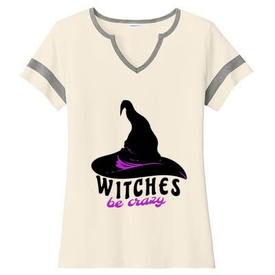 Witches Be Crazy Funny Halloween I Am With The Witch Meaningful Gift Ladies Halftime Notch Neck Tee