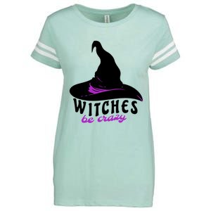 Witches Be Crazy Funny Halloween I Am With The Witch Meaningful Gift Enza Ladies Jersey Football T-Shirt