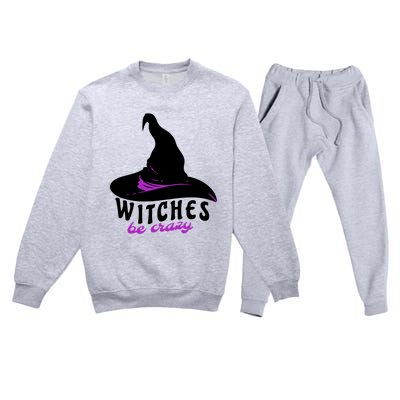 Witches Be Crazy Funny Halloween I Am With The Witch Meaningful Gift Premium Crewneck Sweatsuit Set