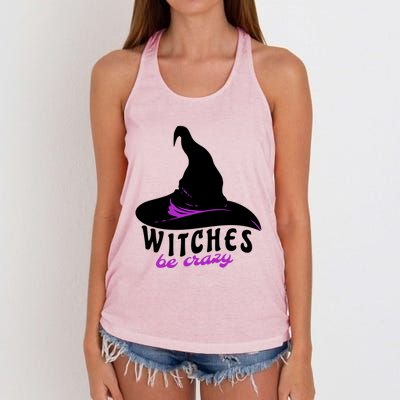 Witches Be Crazy Funny Halloween I Am With The Witch Meaningful Gift Women's Knotted Racerback Tank