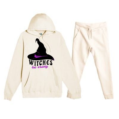 Witches Be Crazy Funny Halloween I Am With The Witch Meaningful Gift Premium Hooded Sweatsuit Set