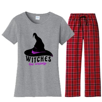 Witches Be Crazy Funny Halloween I Am With The Witch Meaningful Gift Women's Flannel Pajama Set