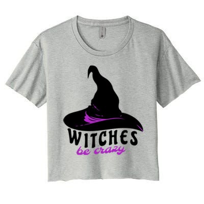 Witches Be Crazy Funny Halloween I Am With The Witch Meaningful Gift Women's Crop Top Tee