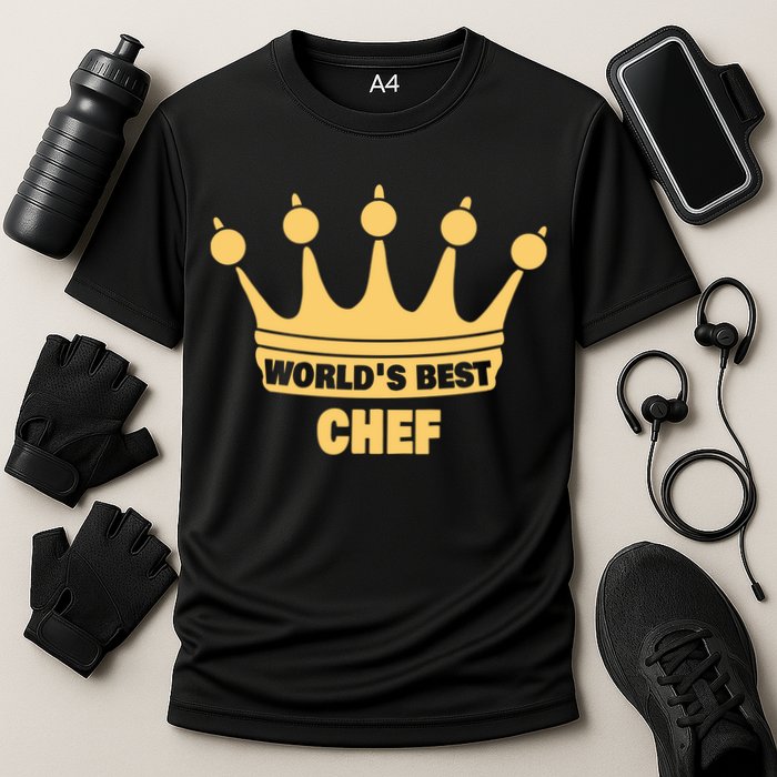 Worlds Best Chef Saying Funny Chef Gift Cooling Performance Crew T-Shirt