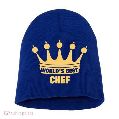 Worlds Best Chef Saying Funny Chef Gift Short Acrylic Beanie