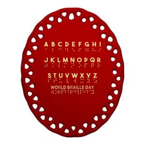 World Braille Day Blind Awareness Solidarity Ceramic Oval Ornament