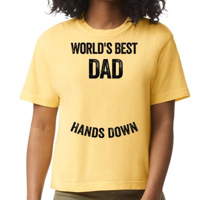 Worlds Best Dad Hands Down Make A Handprint Comfort Colors Boxy T-Shirt