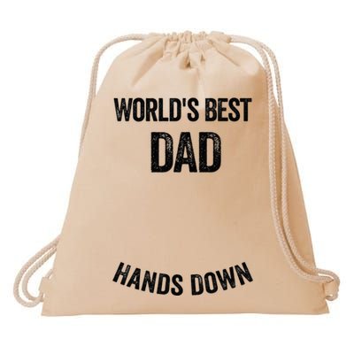 Worlds Best Dad Hands Down Make A Handprint Drawstring Bag