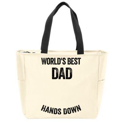 Worlds Best Dad Hands Down Make A Handprint Zip Tote Bag