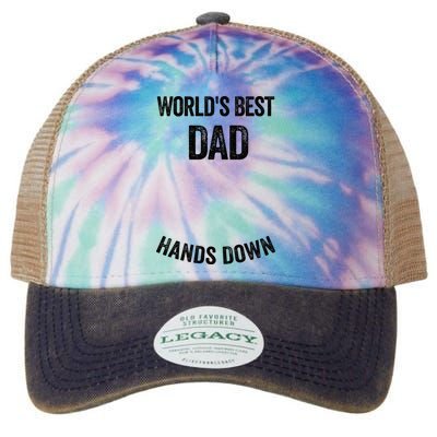 Worlds Best Dad Hands Down Make A Handprint Legacy Tie Dye Trucker Hat