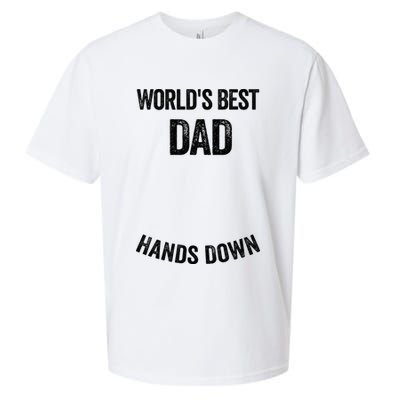 Worlds Best Dad Hands Down Make A Handprint Sueded Cloud Jersey T-Shirt