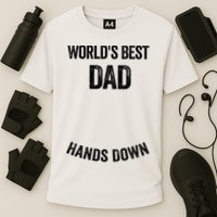 Worlds Best Dad Hands Down Make A Handprint Performance Shirt