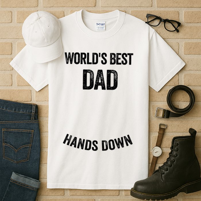 Worlds Best Dad Hands Down Make A Handprint Tall T-Shirt