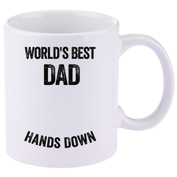 Worlds Best Dad Hands Down Make A Handprint 11oz C Handle Ceramic Mug