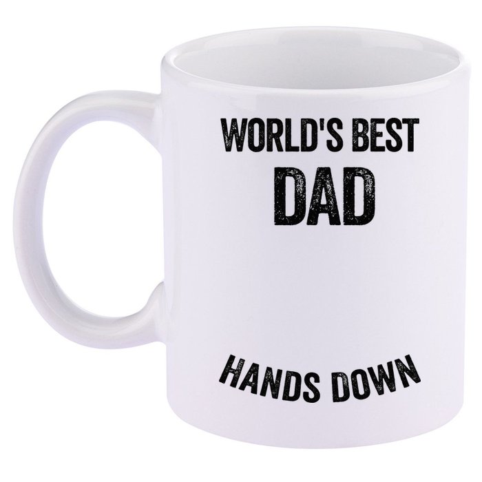 Worlds Best Dad Hands Down Make A Handprint 11oz C Handle Ceramic Mug