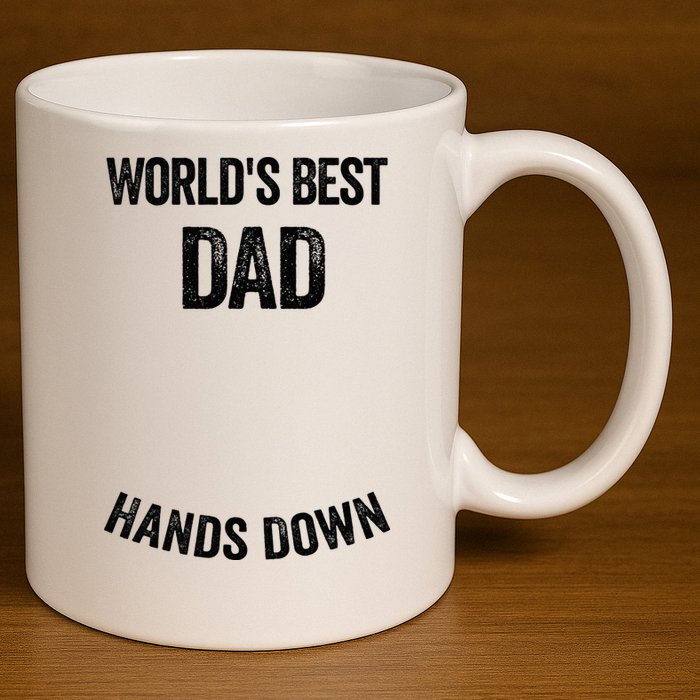Worlds Best Dad Hands Down Make A Handprint 11oz C Handle Ceramic Mug