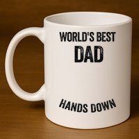 Worlds Best Dad Hands Down Make A Handprint 11oz C Handle Ceramic Mug