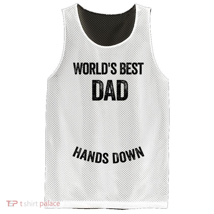 Worlds Best Dad Hands Down Make A Handprint Mesh Reversible Basketball Jersey Tank